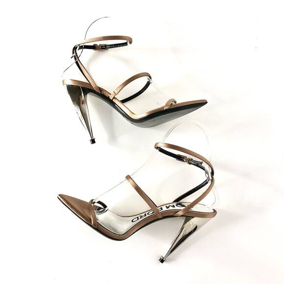 NIB Tom Ford Flesh Satin Strappy Pointed Toe High Heeled Sandals 36.5 - Picture 5 of 10